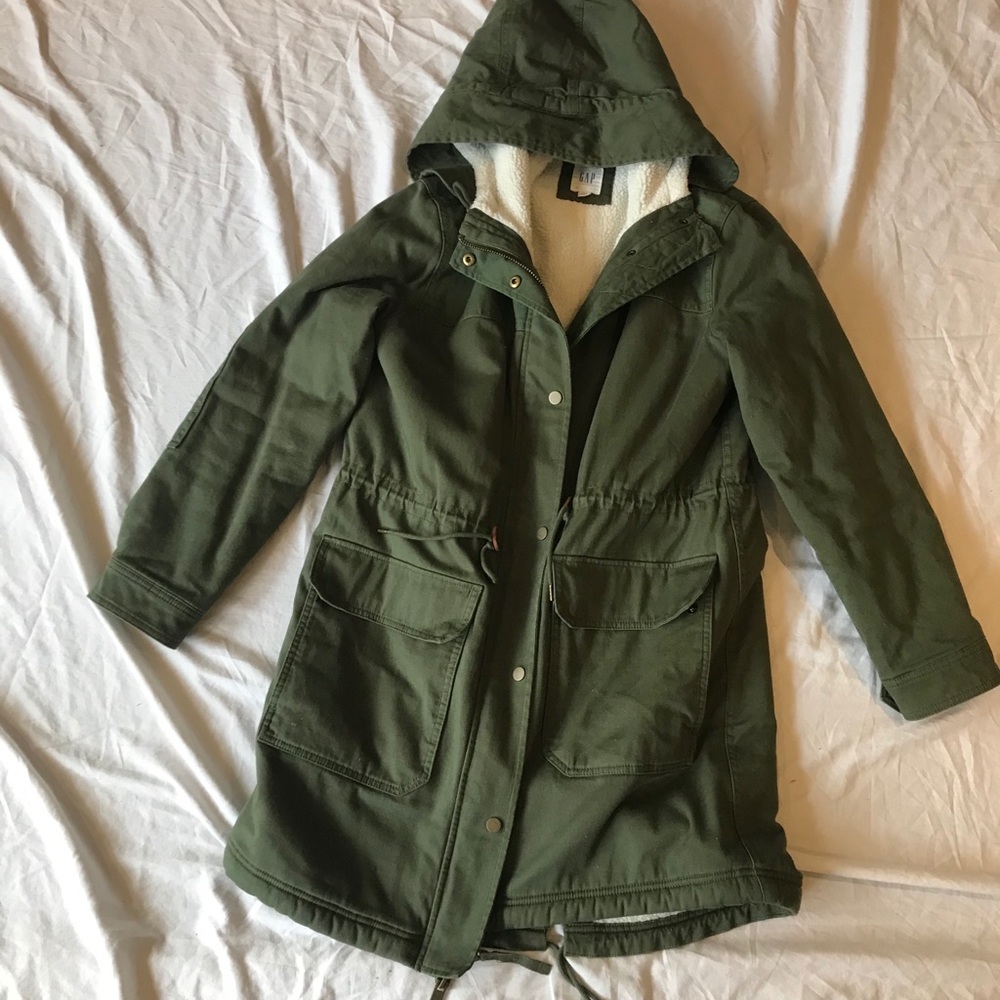 “Gap” Army Green Corduroy-Sherpa Jacket
